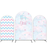 Lofaris Pink Blue Heart Waves Gender Reveal Arch Backdrop Kit